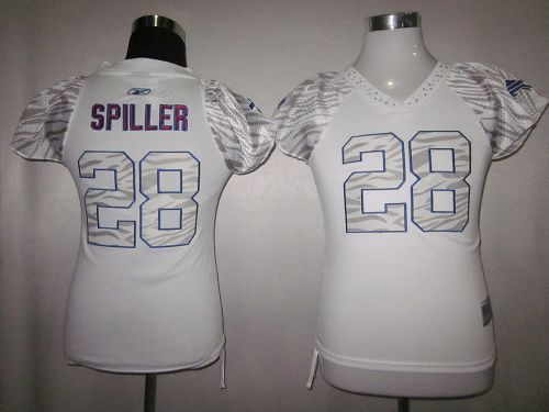 Bills #28 C.J. Spiller White Women's Zebra Field Flirt Stitched NFL Jersey